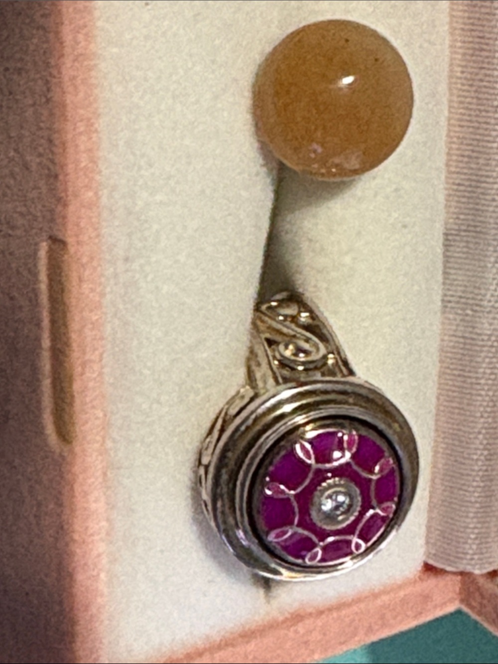 Kameleon Jewel Pop sterling Silver Ring with Fuchsia Enamel Extra Pop. Size 6 4A